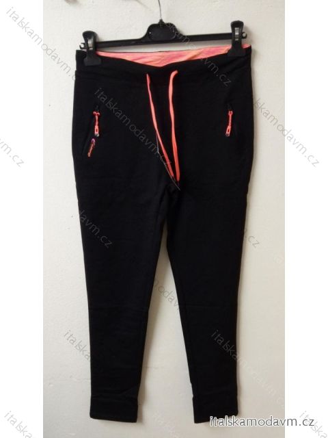 Tepláky slabé dámske (m-2xl) Benter 46851/DR M Čierno-ružová