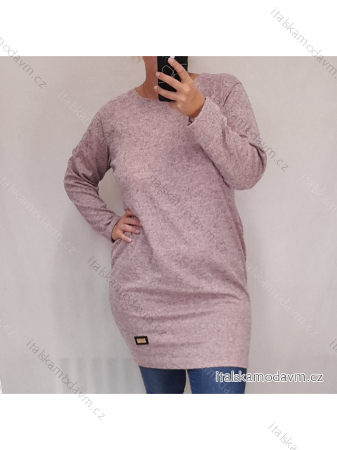 Šaty klasik teplé dlouhý rukáv dámské (2XL ONE SIZE) ITALSKÁ MÓDA IM321534/DR ČERVENÁ