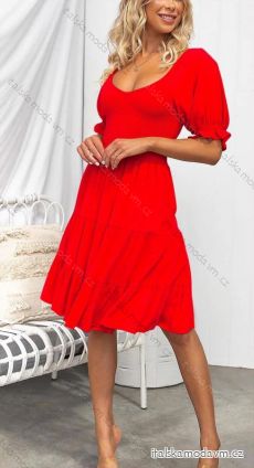 Šaty elegantný letný carmen krátky rukáv dámske (S/M ONE SIZE) TALIANSKA MÓDA IMD22215