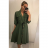 Šaty elegantní košilové 3/4 dlouhý rukáv dámské (UNI S/M) ITALSKÁ MÓDA IMM21903/DR S/M zelená