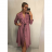 Šaty elegantní košilové 3/4 dlouhý rukáv dámské (UNI S/M) ITALSKÁ MÓDA IMM21903/DR S/M zelená