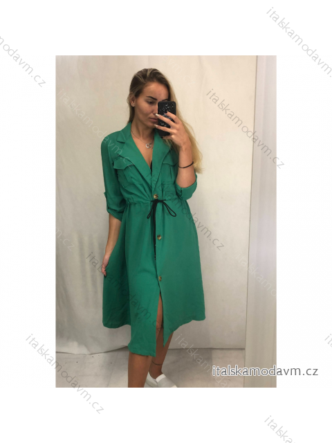 Šaty elegantní košilové 3/4 dlouhý rukáv dámské (UNI S/M) ITALSKÁ MÓDA IMM21903/DR S/M zelená