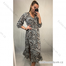 Šaty elegantné dlhý rukáv dámske leopard (S / M.ONE SIZE) TALIANSKÁ MÓDA IMM211310-A / DR