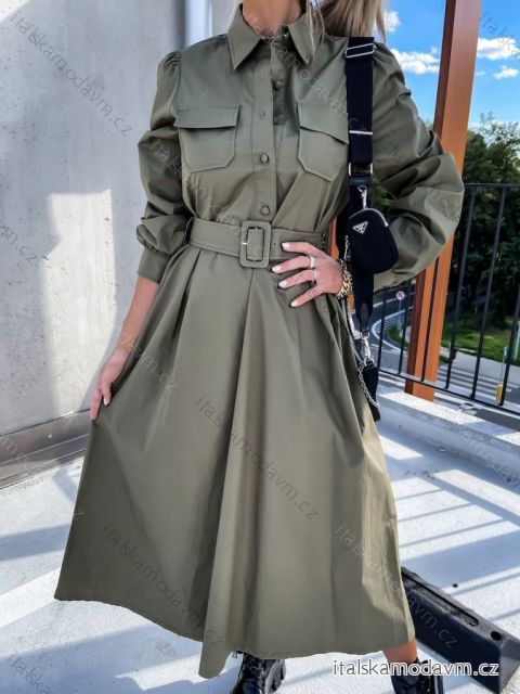 Šaty dlhé košeľové dlhý rukáv dámske (S / M ONE SIZE) TALIANSKÁ MÓDA IMWG217519