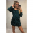 Šaty elegantný mini dlhý rukáv dámske (UNI S/M) TALIANSKA MODA IMM20928/DR smaragdová S/M