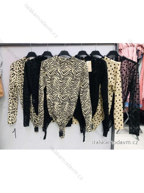 Body elegantný dlhý rukáv dámske (S / M ONE SIZE) TALIANSKÁ MÓDA IMWD20505 / DR