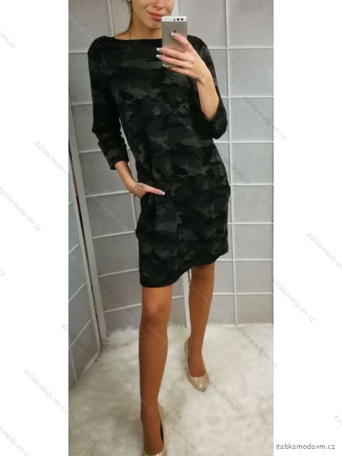 Šaty maskáčové dlhý rukáv dámsky (uni s-xl) Taliansko MÓDA IM519006