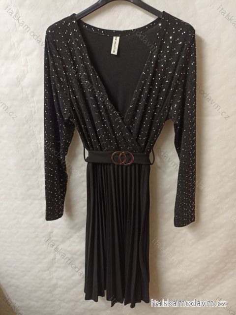Šaty elegantný dlhý rukáv dámske (S/M ONE SIZE) TALIANSKA MÓDA IMWG21051/DR