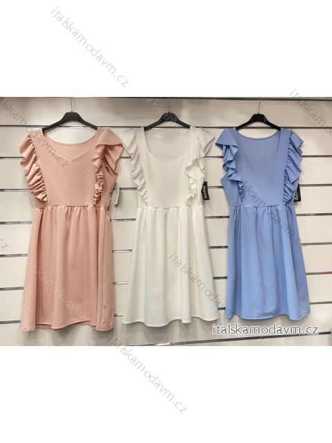 Šaty letné bez rukávov s volánikmi dámske (UNI S / L) TALIANSKÁ MÓDA IMK20062/DR