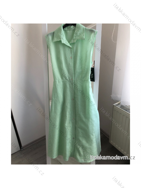 Šaty košilové široká ramínka dámské (S/M ONE SIZE) ITALSKÁ MÓDA IMWA215773/DR sv.zelená S/M