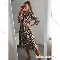 Šaty elegantný leopard dlhý rukáv dámske (S/M one size) TALIANSKÁ MÓDA IMWA21MILANO/DR