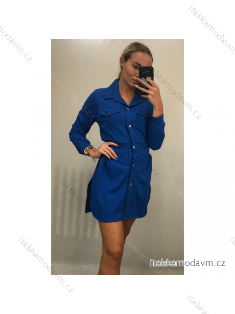 Šaty elegantní košilové dlouhý rukáv dámské (S/M ONE SIZE) ITALSKÁ MÓDA IMWK21398/DR