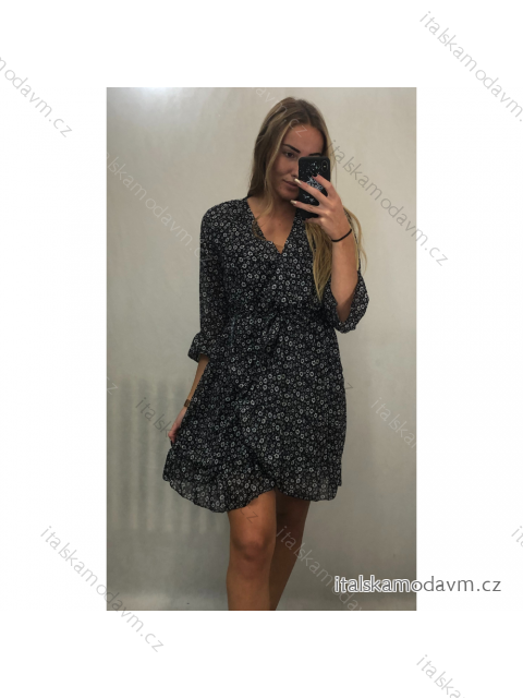 Šaty elegantní dlouhý rukáv dámské (UNI S/L) ITALSKÁ MÓDA IMWD21250/DR S/L Černá