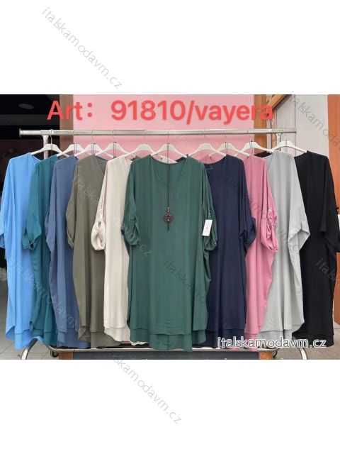 Šaty dlhý rukáv s príveskom dámske nadrozměr (3XL / 4XL ONE SIZE) TALIANSKÁ MÓDA IMWQ2191810/DR