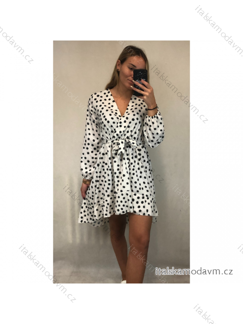 Šaty dlouhý rukáv dámské puntík (S/M ONE SIZE) ITALSKÁ MÓDA IMWE216774/DR