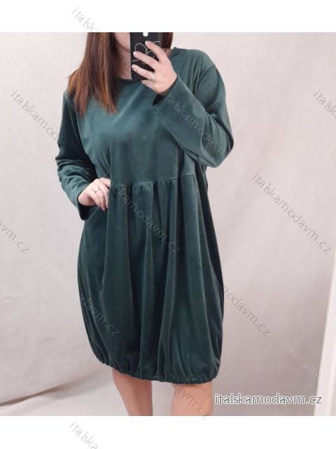 Šaty sametové dlhý rukáv dámske nadrozměr (4XL / 5XL ONE SIZE) TALIANSKÁ MÓDA IMWQ21187/DR