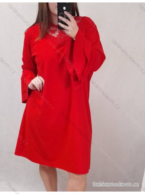 Šaty dlouhý rukáv dámské nadrozměr (3XL/4XL ONE SIZE) ITALSKÁ MÓDA IMWQ21211