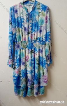 Šaty elegantné dlhý rukáv dámske (S / M ONE SIZE) TALIANSKÁ MÓDA IMWD211191 modrá