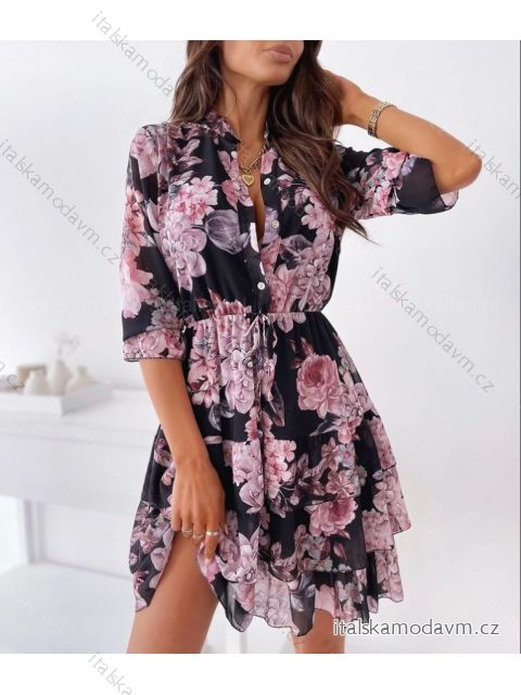 Šaty košeľové 3/4 rukáv dámske (S / M ONE SIZE) TALIANSKÁ MÓDA IMWD212957