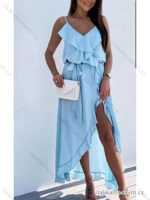 Šaty dlouhé letní na ramínka dámské (S/M ONE SIZE) ITALSKÁ MÓDA IMWY21708/DR S/M sv. zelená