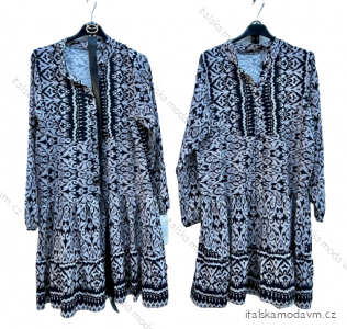 Šaty elegantné s opaskom dlhý rukáv dámske (M/L ONE SIZE) TALIANSKA MÓDA IMD22253
