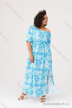 Šaty dlhé 3/4 krátky rukáv dámske nadrozměr (XL-3XL) POSLKÁ MÓDA PMLE21001