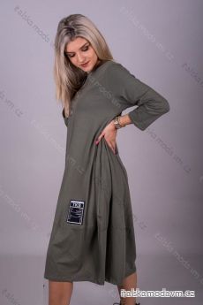 Šaty dlhý rukáv dámske nadrozměr (XL / 2XL ONE SIZE) TURECKÁ MÓDA IMLI21017/DR