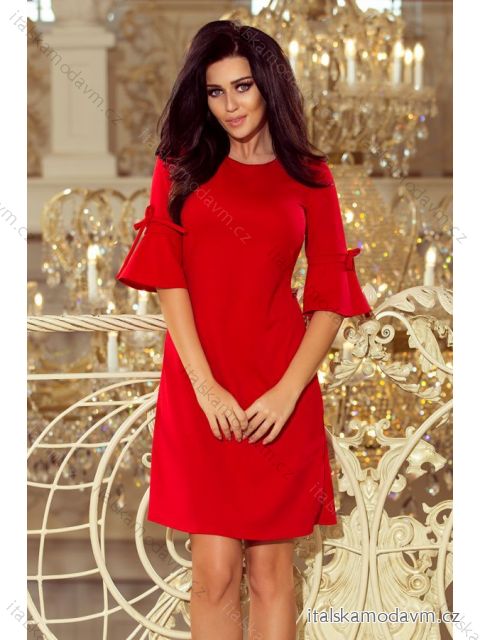 217-1 NEVA Trapézové šaty s rozšírenými rukávmi - červené
