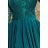 210-8 NICOLLE - šaty s dlhším chrbtom s čipkovým výstrihom - zelená

