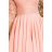 210-7 NICOLLE - šaty s dlhším chrbtom s čipkovým výstrihom - pastelovo ružové
