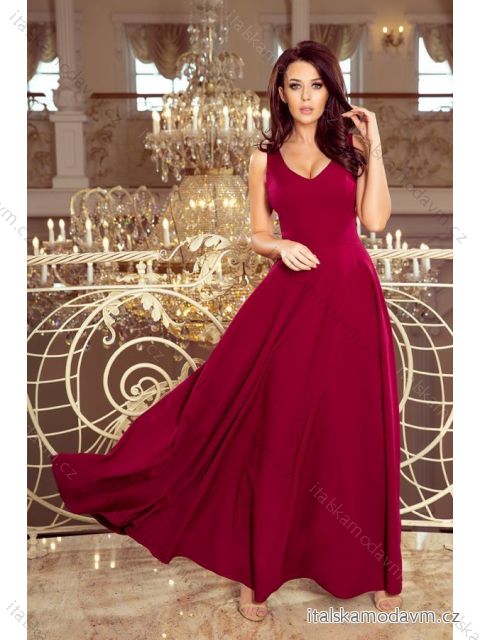 246-1 CINDY long dress with a neckline - burgundy
 NMC-246-1