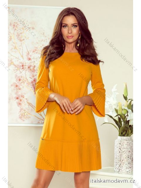 228-7 LUCY - Pleated comfortable dress - mustard color
 NMC-228-7