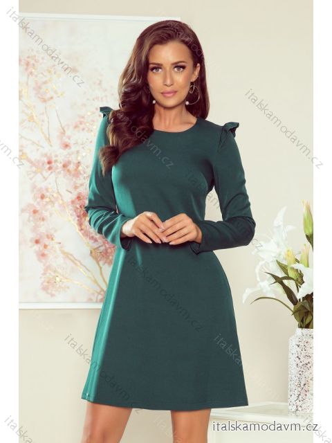 264-1 NELL Trapezoidal dress with Frills - green
 NMC-264-1