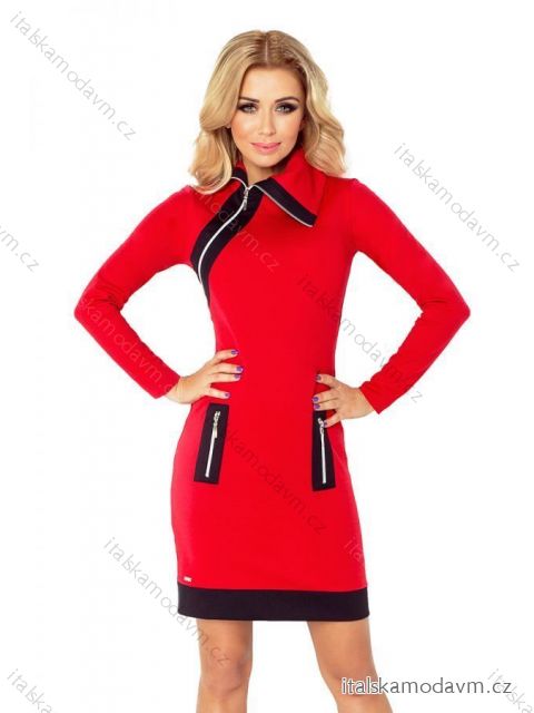 Šaty 129-3 JUSTYNA se třemi zipy - červené + černé zipy
 NMC-129-3