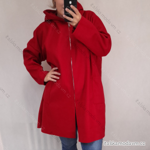 Kabát flaušový na zips s kapucňou dámsky nadrozměr (5XL / 6XLONE SIZE) TALIANSKÁ MÓDA IMD211165