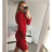 Šaty dlouhé pletené s rolákem dlouhý rukáv dámské (S/M/L ONE SIZE) ITALSKá MóDA IM4212363/DR červená S/M/L