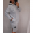 Šaty dlouhý rukáv s kapucí dámské (2xl/3xl ONE SIZE) ITALSKÁ MODA IM421588/DR Šedá 2XL/3XL ONE SIZE