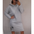 Šaty dlouhý rukáv s kapucí dámské (2xl/3xl ONE SIZE) ITALSKÁ MODA IM421588/DR Šedá 2XL/3XL ONE SIZE