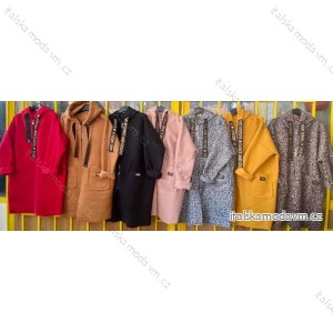 Kabát beránek dlouhý rukáv dámský nadrozměr (3XL/4XL ONE SIZE) ITALSKÁ MÓDA IMD211077