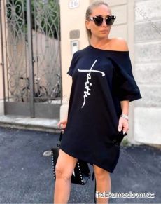Šaty oversize krátký rukáv dámské nadrozměr (4XL/5XL ONE SIZE) ITALSKÁ MÓDA IMD21617