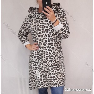 Šaty s voliérem leopardí dlouhý rukáv dámské (L/XL ONE SIZE) ITALSKÁ IM421774/c/DR