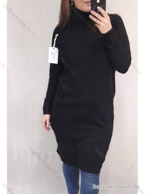 Šaty úpletové s rolákom dlhý rukáv dámske (XL/2XL ONE SIZE) TALIANSKA MÓDA IM4212748/DR XL/2XL čierna