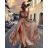 Šaty dlouhé saténové na ramínka dámské (S/M ONE SIZE) ITALSKÁ MÓDA IMM22360
