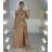 Šaty saténové elegantní na ramínka dlouhé dámské (S/M ONE SIZE) ITALSKÁ MÓDA IMD22263/DR