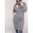 Šaty pletené dlouhý rukáv dámský nadrozměr (L/XL ONE SIZE) ITALSKÁ MÓDA IM821033 Šedá L/XL