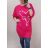 Tunika prodloužená oversize krátký rukáv dámská nadrozměr (2XL/3XL ONE SIZE) ITALSKÁ MÓDA IM422353 Růžová tmavá 2XL/3XL