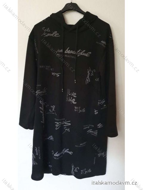 Šaty s kapucí dlhý rukáv dámske (L / XL ONE SIZE) TALIANSKÁ MÓDA IM521155