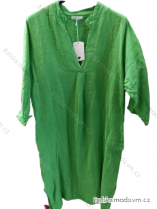 Šaty oversize ľanové krátky rukáv dámska nadrozmer (L/XL/2XL ONE SIZE) TALIANSKA MóDA IM522182