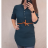 Šaty elegantní košilové s páskem 3/4 dlouhý rukáv dámské (L/XL ONE SIZE) ITALSKÁ MÓDA IMD22411