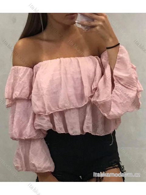 Tričko 3/4 rukáv volániky dámske (uni s / M) TALIANSKÁ MÓDA IMT19296